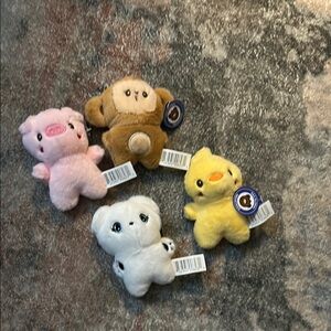 Plush Animal Toy Set for Small Pets - Pink, Brown, Yellow, White